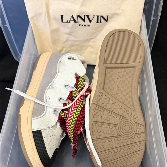 Lanvin Men’s Sneakers with Red and Green Laces size 42 US Size 9 - Picture 3 of 7